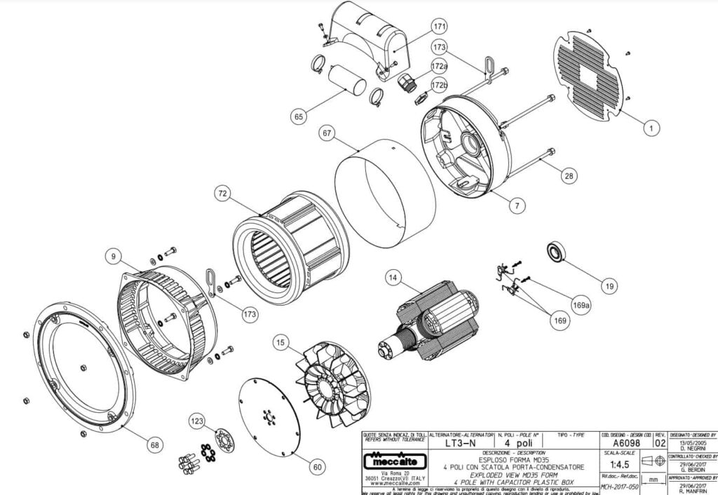 Phụ tùng củ phát điện LT3N 2 cực 1 pha, 4 cực 1 pha Phụ tùng LT3N 1