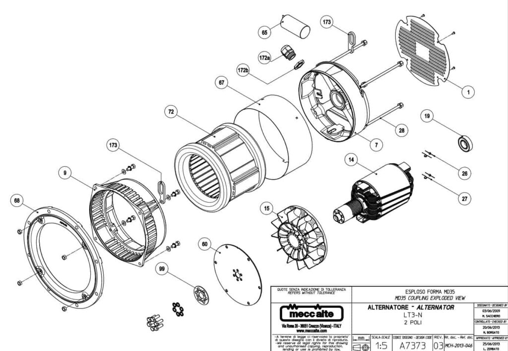 Phụ tùng củ phát điện LT3N 2 cực 1 pha, 4 cực 1 pha Phụ tùng LT3N 2