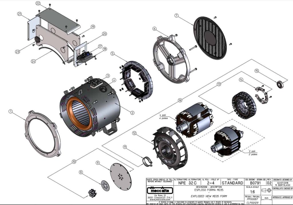 Phụ tùng củ phát điện NPE3 2 cực 1 pha Phụ tùng NPE32 1