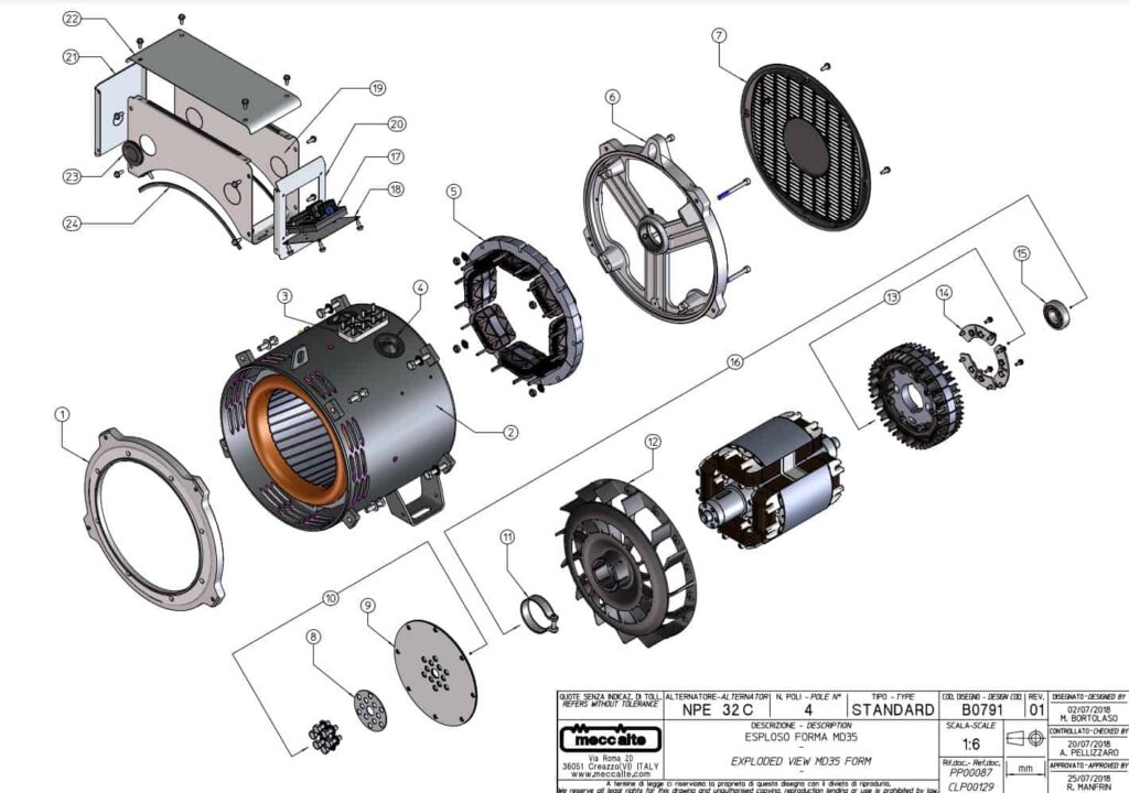 Phụ tùng củ phát điện NPE3 2 cực 1 pha Phụ tùng NPE32 2