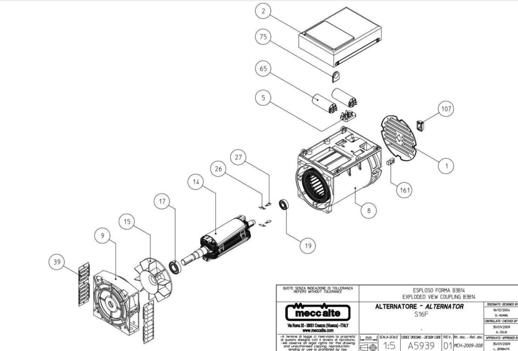 Phụ tùng củ phát điện SF 2 cực 1 pha Phụ tùng FS 1
