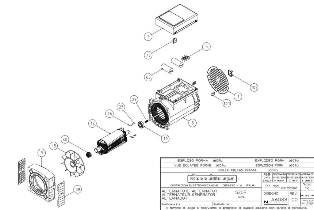 Phụ tùng củ phát điện SF 2 cực 1 pha Phụ tùng FS 2