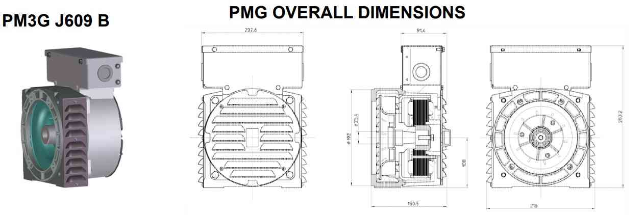 Củ phát điện nam châm vĩnh cửu PM3G, PM5G, PM7G PM3G J609 B