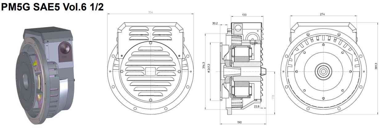 Củ phát điện nam châm vĩnh cửu PM3G, PM5G, PM7G PM5G SAE5 Vol.6 1-2