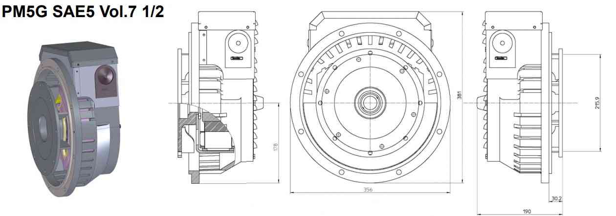 Củ phát điện nam châm vĩnh cửu PM3G, PM5G, PM7G PM5G SAE5 Vol.7 1-2