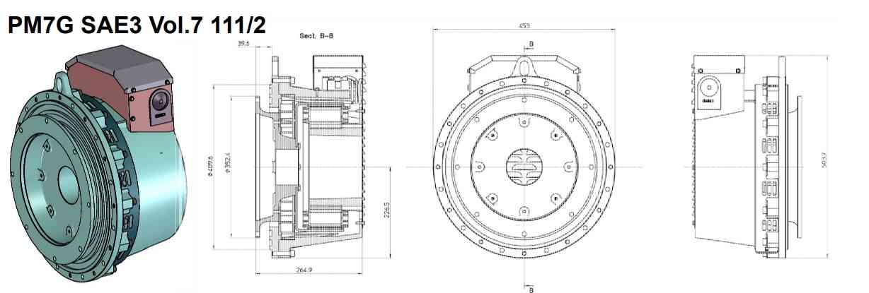Củ phát điện nam châm vĩnh cửu PM3G, PM5G, PM7G PM7G SAE3 Vol.7 1-2