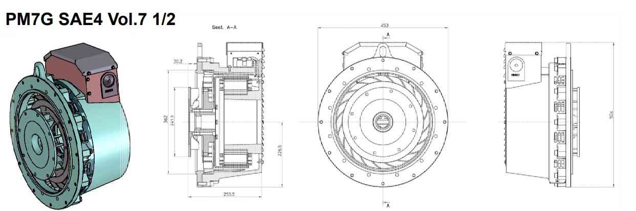 Củ phát điện nam châm vĩnh cửu PM3G, PM5G, PM7G PM7G SAE4 Vol.7 1-2