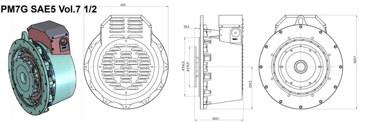 Củ phát điện nam châm vĩnh cửu PM3G, PM5G, PM7G PM7G SAE5 Vol.7 1-2